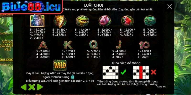 Gorilla Mayhem Blue88 - Slot Game Rừng Rậm Với Thưởng Khủng 2 Biểu tượng thú rừng trong game