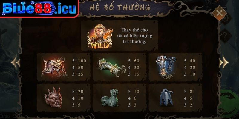Hắc Thoại Ngộ Không Blue88 - Nổ Hũ Thần Thoại Với Kho Báu 2 Biểu tượng phụ trong game